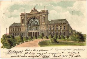 Budapest VII. Központi (Keleti) pályaudvar, vasútállomás. litho (kis szakadás / small tear)