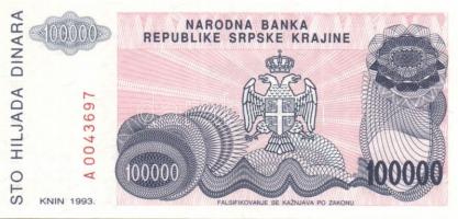 Horvátország/Krajina Szerb Köztársaság 1993. 5000D-50.000.000.000D 10klf db, teljes sor! T:I