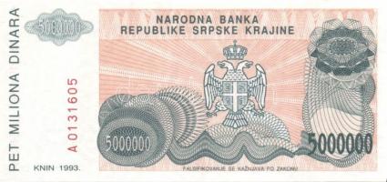 Horvátország/Krajina Szerb Köztársaság 1993. 5000D-50.000.000.000D 10klf db, teljes sor! T:I