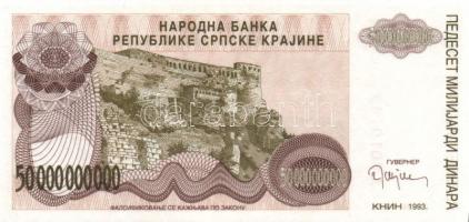 Horvátország/Krajina Szerb Köztársaság 1993. 5000D-50.000.000.000D 10klf db, teljes sor! T:I