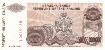 Horvátország/Krajina Szerb Köztársaság 1993. 5000D-50.000.000.000D 10klf db, teljes sor! T:I