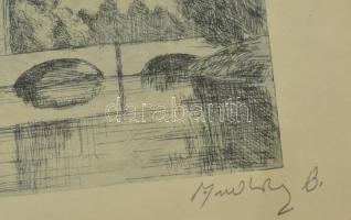 Olvashatatlan jelzéssel: Vajdahunyad vár. Rézkarc, papír, üvegezett keretben, 24×32 cm