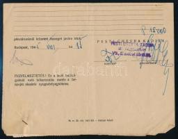 1945 Bp., Pesti Chevra Kadisa Izraelita Szentegylet újjáépítése alapja számára kiállított nyugták és...