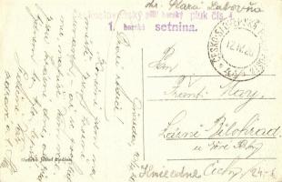 Gnézda, Hniezde; látkép templommal / general view with church + Military stamp on the backside