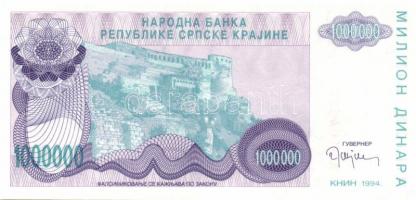 Horvátország/Krajina Szerb Köztársaság 1994. 1000D, 10.000D. 500.000D, 1000.000D, 10.000.000D teljes...