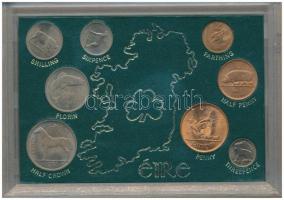 Írország 1959-1968. 1f-1/2C (8xklf) forgalmi szett, műanyag tokban T:1- Ireland 1959-1968. 1 Farthing - 1/2 Crown (8xdiff) coin set in plastic case C:AU