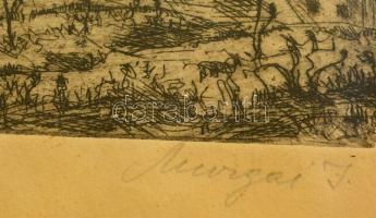 Olvashatatlan jelzéssel: Tihany. Rézkarc, papír, üvegezett keretben, 15×19 cm