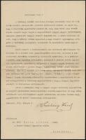 1932 Bp., A Lengyel Magyar Szövetség alapításáról szóló levél, Széchényi Károly aláírásával, báró Nyáry Albertnek címezve