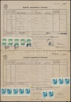 1946 Bp., Halotti anyakönyvi kivonat, 2 db, inflációs illetékbélyegekkel