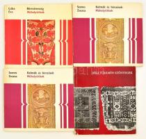 A Műhelytitkok sorozat 2 kötete: Bőrművesség (1975); Kelmék és hímzések (1974) (2×) + Gombos Károly: Régi türkmén szőnyegek (1975)