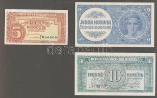 Csehszlovákia 1945-46. 1K, 5K, 10K T:I