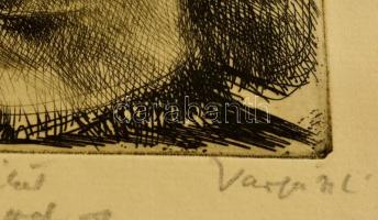 Varga Nándor Lajos (1895-1978): Női portré. Rézkarc, papír, jelzett, 12×10 cm
