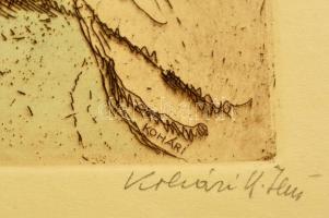 Kohári Kucharik Jenő (?-?): Háromszéki leány. Színezett rézkarc, papír, jelzett, 19×14,5 cm