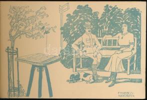 1912 Felmérési Életképek. Thuróczy (Thuróczi) Krachun Károly 10 rajza képeslapokon. Művész képeslapf...