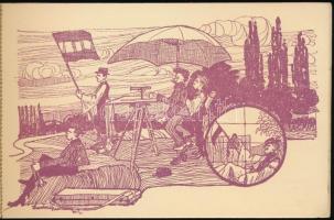 1912 Felmérési Életképek. Thuróczy (Thuróczi) Krachun Károly 10 rajza képeslapokon. Művész képeslapf...