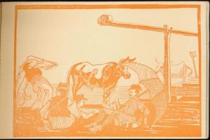 1912 Felmérési Életképek. Thuróczy (Thuróczi) Krachun Károly 10 rajza képeslapokon. Művész képeslapf...