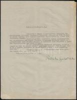 1946 Bp., Nyilatkozat az Őrségváltás antiszemita gondolkodásmódú film készítésében való részvétellel kapcsolatban