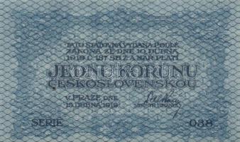 Csehszlovákia 1919. 1K (2x) 2klf színnyomat T:I