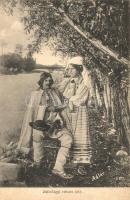 Zsil-völgyi (Zsilvölgyi) román pár. Adler fényirda 1909. / Romanian folklore, couple from Jiului