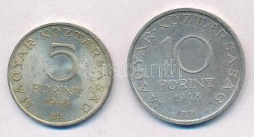 1948. 5Ft Ag "Petőfi" + 10Ft Ag "Széchenyi" T:1-,2