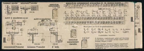 cca 1960 Fülöp Miklós: Idomacélok tolótáblázata, 8x22,5 cm