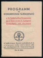 1938 Programm és kongresszusi tájékoztató a 34. Eucharisztikus Kongresszus és a Szent István-év budapesti ünnepségein való részvételre, 64p