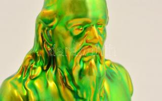 Zsolnay eozin mázas büszt (Zsolnay Vilmos), hibátlan, jelzett, m: 14 cm