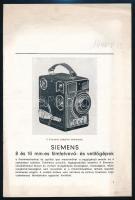 1941 Siemens 8 és 16 mm-es filmfelvevő- és vetítőgépek prospektusa, 7p