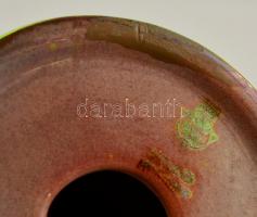 Zsolnay eozin mázas füles mécsestartó, hibátlan, jelzett, m: 10,5 cm