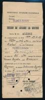 1940 Leszerelési jegy bodzavámi lakos részére, Flotila i Aviaţie bélyegzéssel