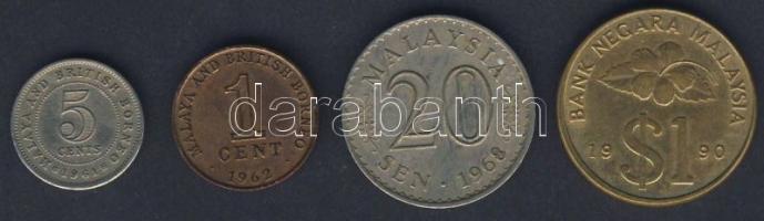 Malajzia 1961-1990. 4db klf fémpénz T:2 + Szingapúr 1967-80. 7db klf fémpénz T:2