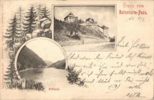 1899 Vöröstoronyi-szoros, Roter-Turm-Pass, Pasul Turnu Rosu; Olt folyó, vár / Altfluss / river, castle. Art Nouveau (EB)