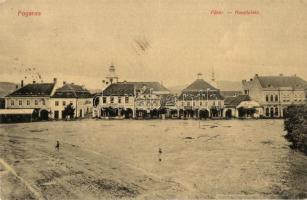 Fogaras, Fagaras; Fő tér, Traian Streza, Joh. Welther és Halbreich Izidór üzlete / main square with shops (EK)