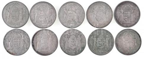 1930. 5P Ag "Horthy jobbra" (10x) T:2-,3 patina, karc
Adamo P8
