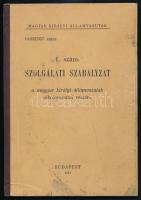 1937 1. sz. szolgálati szabályzat a magyar királyi államvasutak alkalmazottai részére, kopott félvászon kötésben