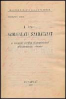 1937 1. sz. szolgálati szabályzat a magyar királyi államvasutak alkalmazottai részére, kopott félvás...
