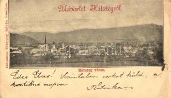 1899 Hátszeg, Hateg; látkép, templomok. Triznyai István kiadása / general view, churches (EB)
