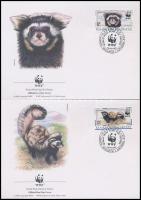 WWF Marbled polecat set + set on 4 FDC-s WWF: Tigrisgörény sor + sor 4 FDC-n