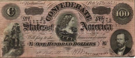 Amerikai Konfederált Államok/Richmond/Virginia VII. kiadás 1864. 100$ ritkábbik variáns T:III