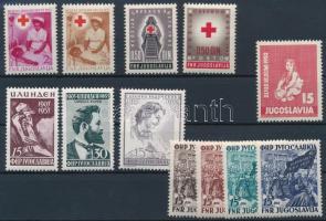 Jugoszlávia 8 klf bélyeg + 2 portó + 2 kényszerfeláras bélyeg, Yugoslavia  8 stamps + 2 porto stamps + 2 compulsory surtax stamps