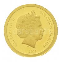 Salamon-szigetek 2011. 5$ Au "A világ hét új csodája - Kínai nagy fal" tanúsítvánnyal (0,5...