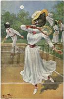 Cats playing tennis. T.S.N. Serie 851 (6 Dess). s: Arthur Thiele