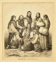 cca 1880-1900 Oláh népviseletek (Mezőség), Erdélyországi képek I., paszpartuban, 25x22 cm