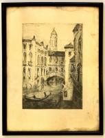 Olvashatatlan jelzéssel: Velencei laguna. Litográfia, papír, üvegezett keretben, 21×16 cm