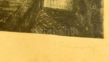 Olvashatatlan jelzéssel: Velencei laguna. Litográfia, papír, üvegezett keretben,  21×16 cm