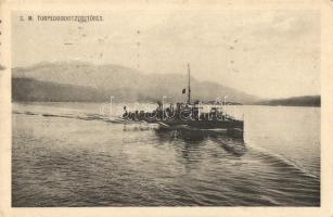 SMS Torpedobootzerstörer / K.u.K. Kriegsmarine torpedo boat destroyer. phot. A. Beer, Pola 1913. Litho flag on the backside