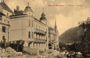 Brassó, Kronstadt, Brasov; Postarét, építkezés. W. L. 129. / street view, villa construction (fa)