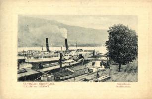 Orsova, Hajóállomás, gőzhajók. W. L. 195. / Schiffstation / ship station, steamships (EK)