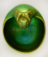 Zsolnay eozin mázas bikafejes ivócsanak, jelzett, hibátlan, m:12 cm, 12×13 cm