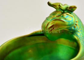 Zsolnay eozin mázas bikafejes ivócsanak, jelzett, hibátlan, m:12 cm, 12×13 cm